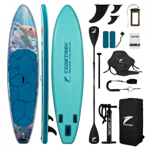 Сапборд TIDETREK SUPTT71F (350*83*15) бирюзовый с сиденьем и двойным веслом, код 78943